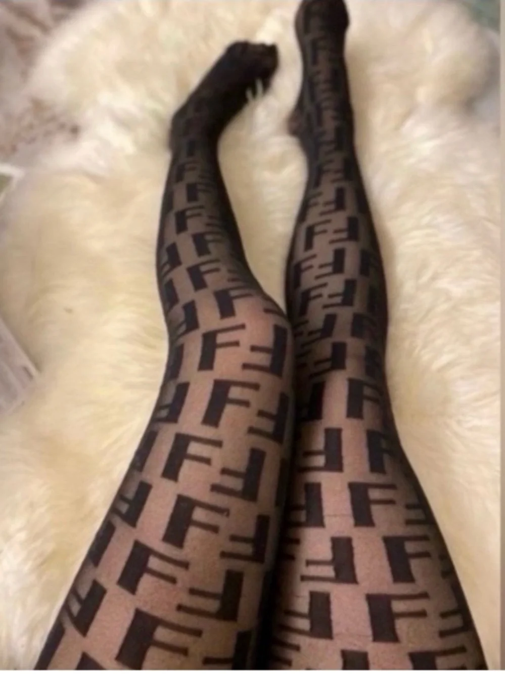 Luxury FF Print Stockings Tights Pantyhose